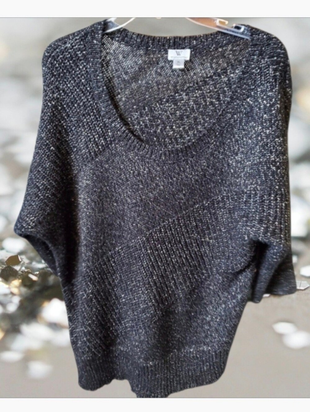 Black Silver Sparkle Sweater Worthington size XL - Picture 1 of 13